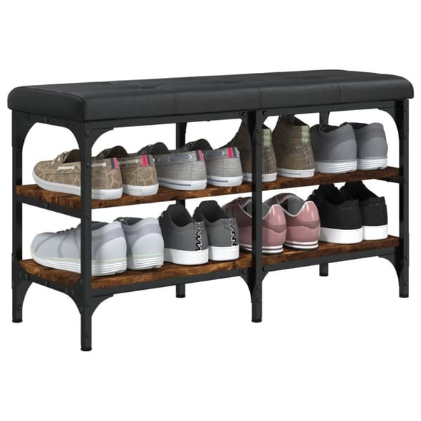vidaXL Skobänk rökfärgad ek 82x32x47 cm konstruerat trä