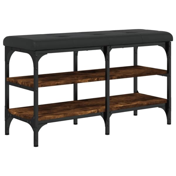 vidaXL Skobänk rökfärgad ek 82x32x47 cm konstruerat trä