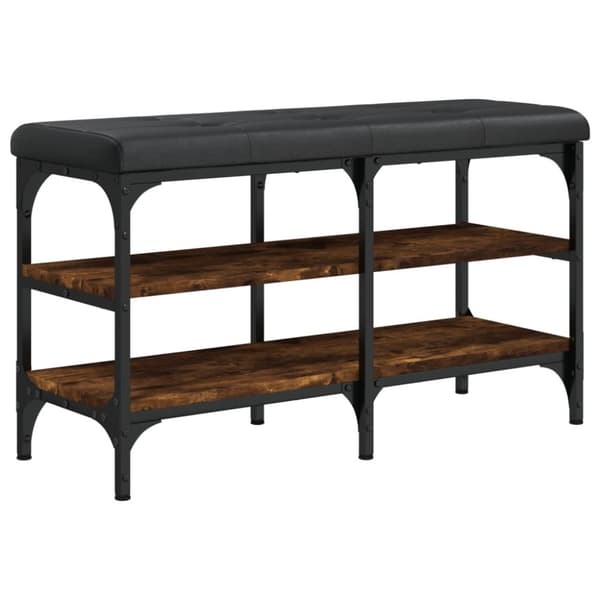 vidaXL Skobänk rökfärgad ek 82x32x47 cm konstruerat trä
