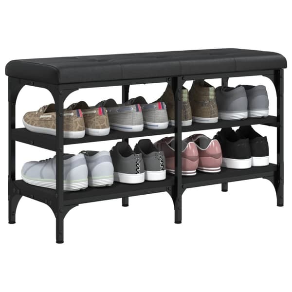 vidaXL skobænk 82x32x47 cm konstrueret træ sort