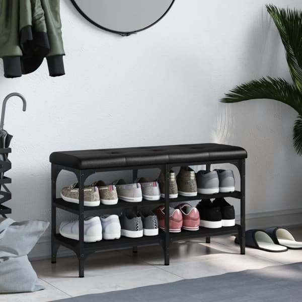 vidaXL skobænk 82x32x47 cm konstrueret træ sort