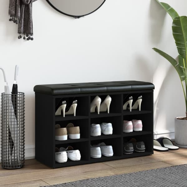 vidaXL skobænk 82x32x50 cm konstrueret træ sort