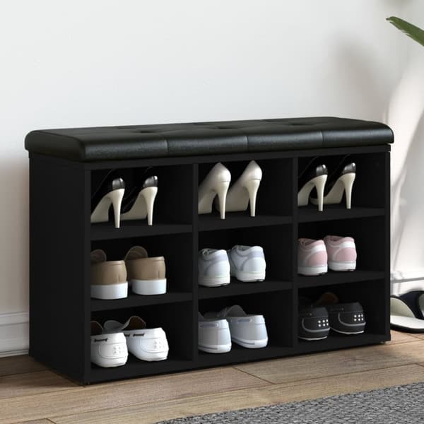 vidaXL skobænk 82x32x50 cm konstrueret træ sort
