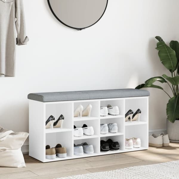 vidaXL skobænk 102x32x50 cm konstrueret træ hvid