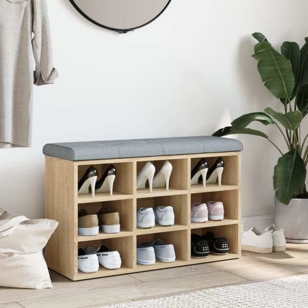 vidaXL Skobänk sonoma-ek 82x32x50 cm konstruerat trä