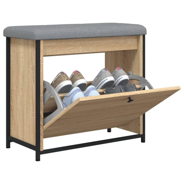 vidaXL skobænk med vippeskuffe 62x32x56 cm sonoma-eg