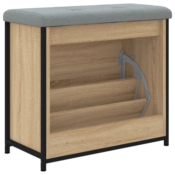 vidaXL skobænk med vippeskuffe 62x32x56 cm sonoma-eg
