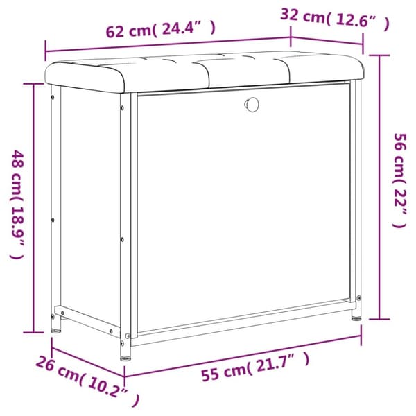 vidaXL skobænk med vippeskuffe 62x32x56 cm sonoma-eg