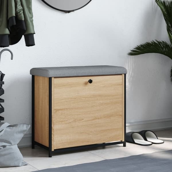 vidaXL skobænk med vippeskuffe 62x32x56 cm sonoma-eg