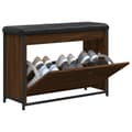 Miniatyrbillede 3 af 11: vidaXL skobænk med vippeskuffe 82x32x56 cm brun egetræsfarve