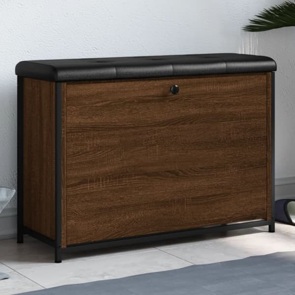 vidaXL skobænk med vippeskuffe 82x32x56 cm brun egetræsfarve