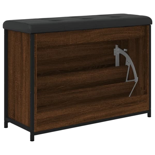 vidaXL Skobänk med flip-låda brun ek 82x32x56 cm
