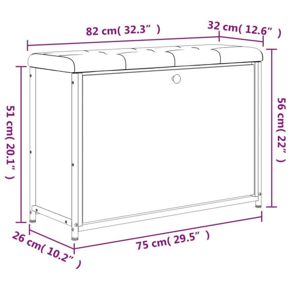 vidaXL Skobänk med flip-låda brun ek 82x32x56 cm