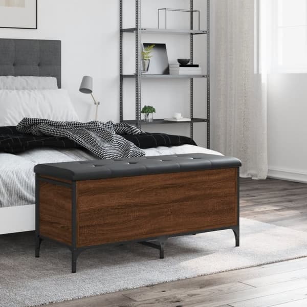 vidaXL opbevaringsbænk 102x42x45 cm konstrueret træ brun egetræsfarve