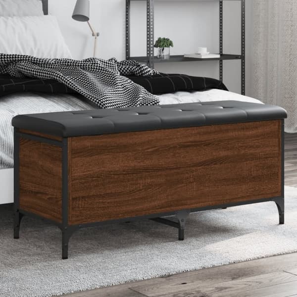 vidaXL opbevaringsbænk 102x42x45 cm konstrueret træ brun egetræsfarve