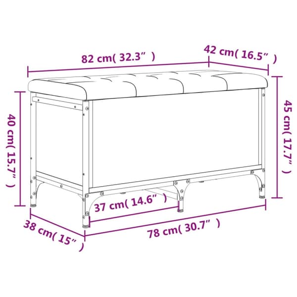 vidaXL skobænk 82x42x45 cm konstrueret træ grå sonoma-eg