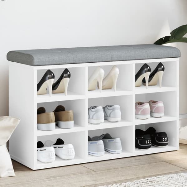 vidaXL skobænk 82x32x50 cm konstrueret træ hvid
