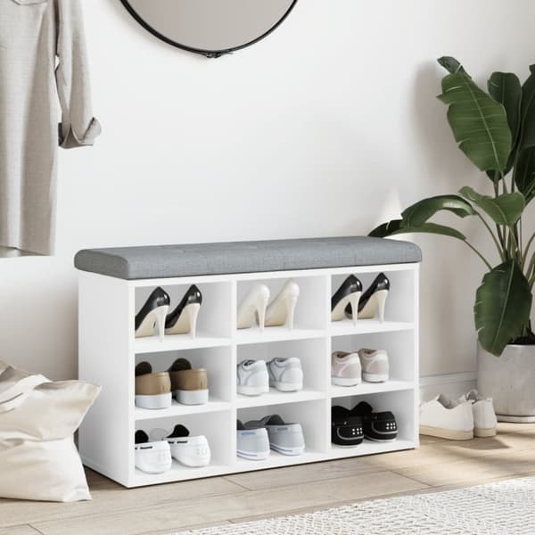 vidaXL skobænk 82x32x50 cm konstrueret træ hvid