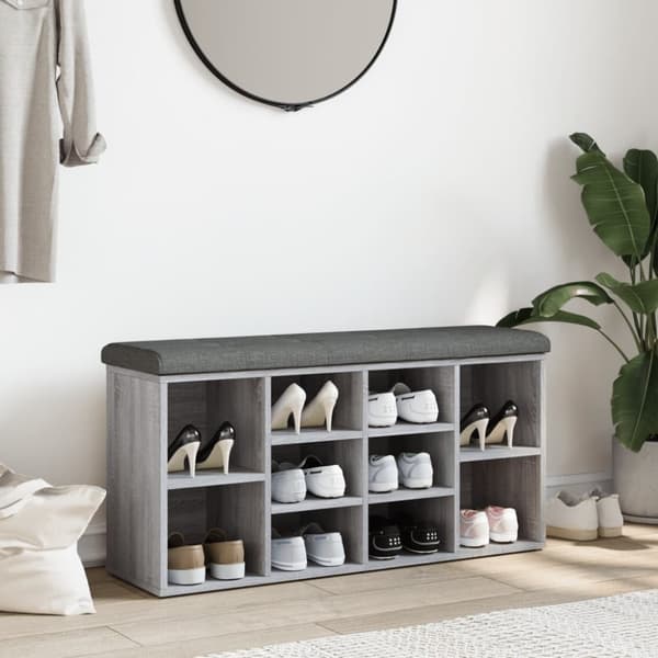 vidaXL skobænk 102x32x50 cm konstrueret træ grå sonoma-eg