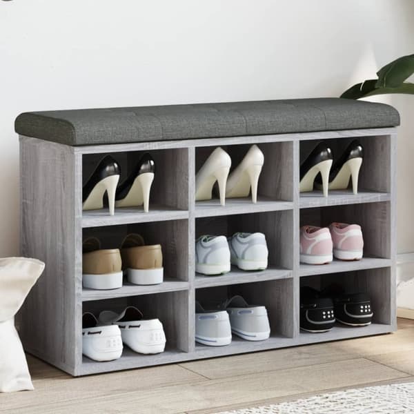 vidaXL skobænk 82x32x50 cm konstrueret træ grå sonoma-eg