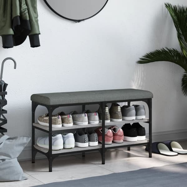vidaXL skobænk 82x32x47 cm konstrueret træ grå sonoma-eg