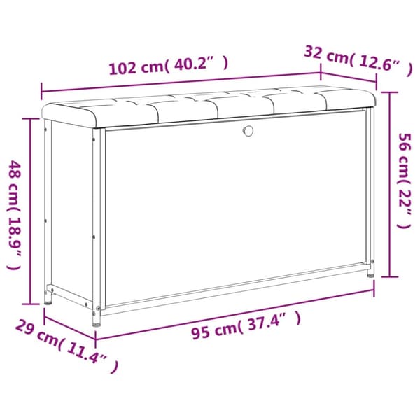 vidaXL skobænk med vippeskuffe 102x32x56 cm røget egetræsfarve