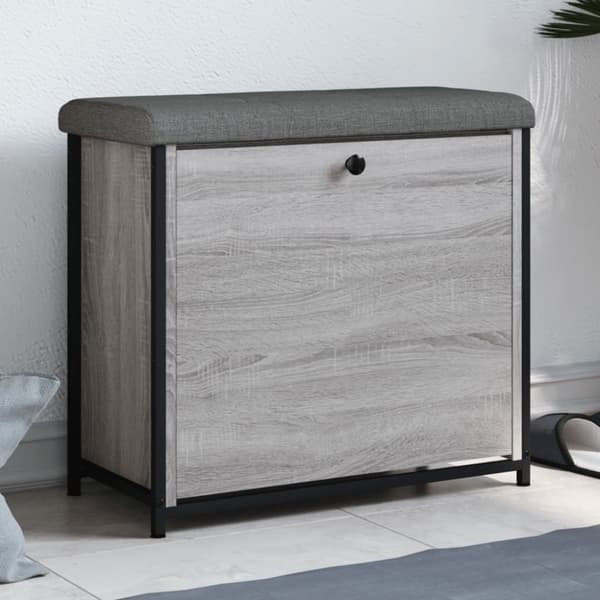 vidaXL skobænk med vippeskuffe 62x32x56 cm grå sonoma-eg