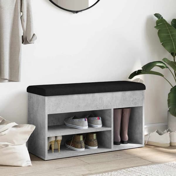 vidaXL Skobänk betonggrå 82x32x45,5 cm konstruerat trä