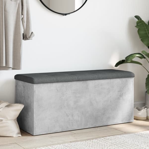 vidaXL Förvaringsbänk betonggrå 102x42x45 cm konstruerat trä