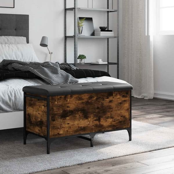 vidaXL Förvaringsbänk rökfärgad ek 82x42x45 cm konstruerat trä