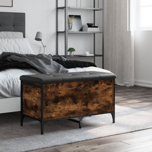 vidaXL Förvaringsbänk rökfärgad ek 82x42x45 cm konstruerat trä