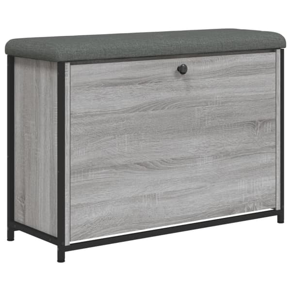 vidaXL Skobänk med flip-låda grå sonoma 82x32x56 cm