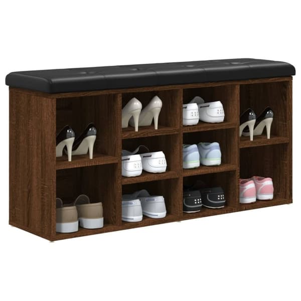 vidaXL skobænk 102x32x50 cm konstrueret træ brun egetræsfarve