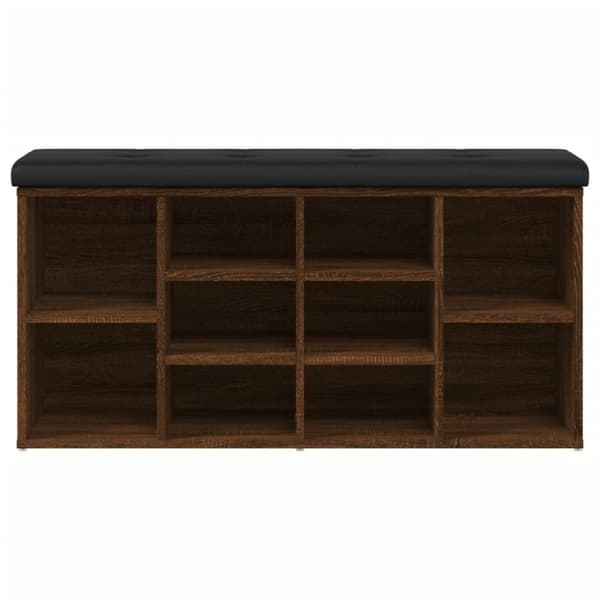 vidaXL skobænk 102x32x50 cm konstrueret træ brun egetræsfarve