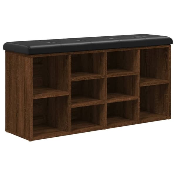 vidaXL skobænk 102x32x50 cm konstrueret træ brun egetræsfarve
