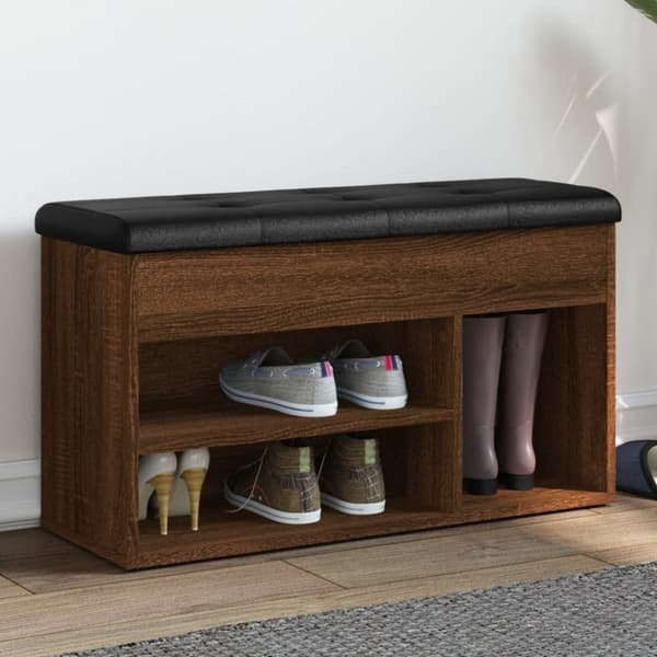 vidaXL skobænk 82x32x45,5 cm konstrueret træ brun egetræsfarve
