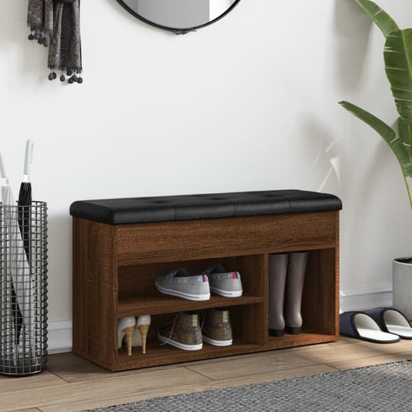 vidaXL skobænk 82x32x45,5 cm konstrueret træ brun egetræsfarve