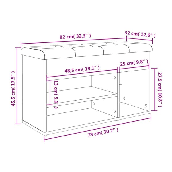 vidaXL skobænk 82x32x45,5 cm konstrueret træ røget egetræsfarve