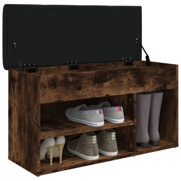 vidaXL Skobänk rökfärgad ek 82x32x45,5 cm konstruerat trä
