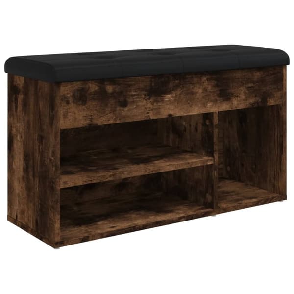 vidaXL Skobänk rökfärgad ek 82x32x45,5 cm konstruerat trä