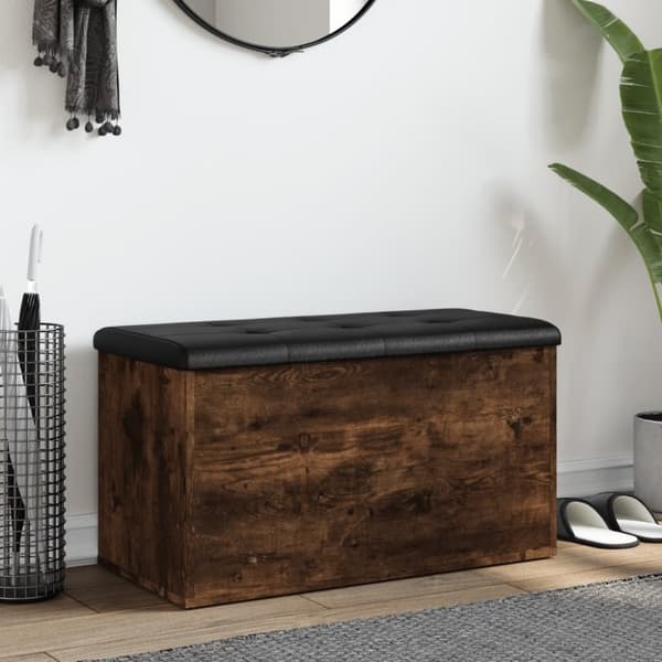 vidaXL Förvaringsbänk rökfärgad ek 82x42x45 cm konstruerat trä