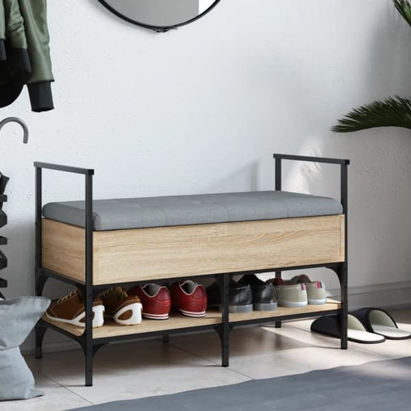 vidaXL Skobänk sonoma-ek 85,5x42x57,5 cm konstruerat trä