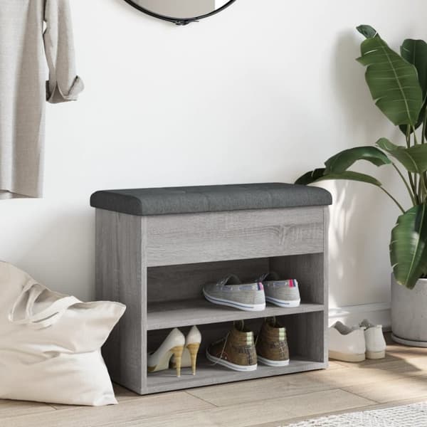 vidaXL skobænk 62x32x50 cm konstrueret træ grå sonoma-eg