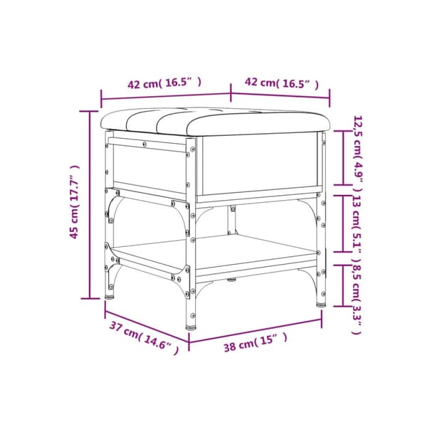 vidaXL skobænk 42x42x45 cm konstrueret træ sonoma-eg
