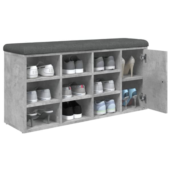 vidaXL Skobänk betonggrå 102x32x50 cm konstruerat trä