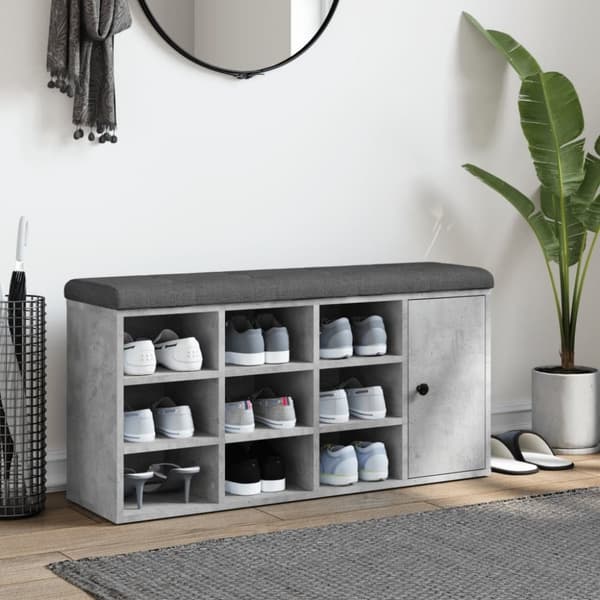 vidaXL Skobänk betonggrå 102x32x50 cm konstruerat trä