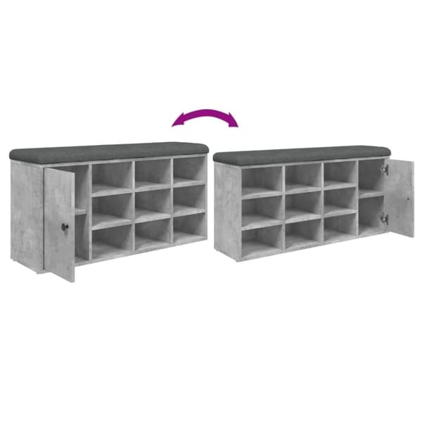 vidaXL skobænk 102x32x50 cm konstrueret træ betongrå