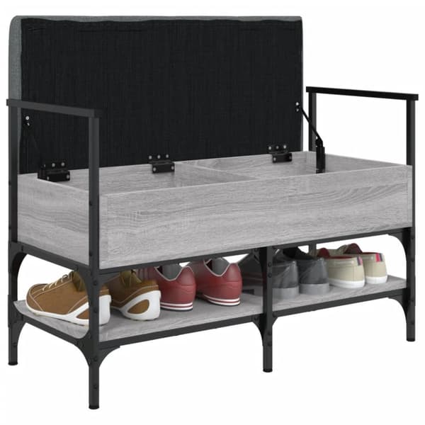 vidaXL skobænk 85,5x42x57,5 cm konstrueret træ grå sonoma-eg