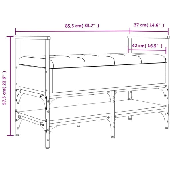 vidaXL skobænk 85,5x42x57,5 cm konstrueret træ grå sonoma-eg