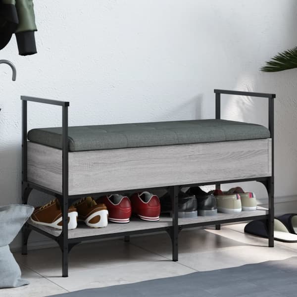 vidaXL skobænk 85,5x42x57,5 cm konstrueret træ grå sonoma-eg